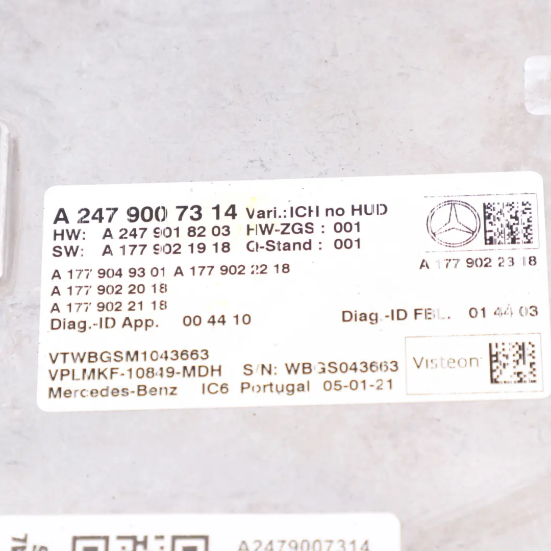 Mercedes CLA 200 C118 Módulo de Control Electrónico del Cuadro de Instrumentos - SKU A2479007314 - Número de pieza A2479007314