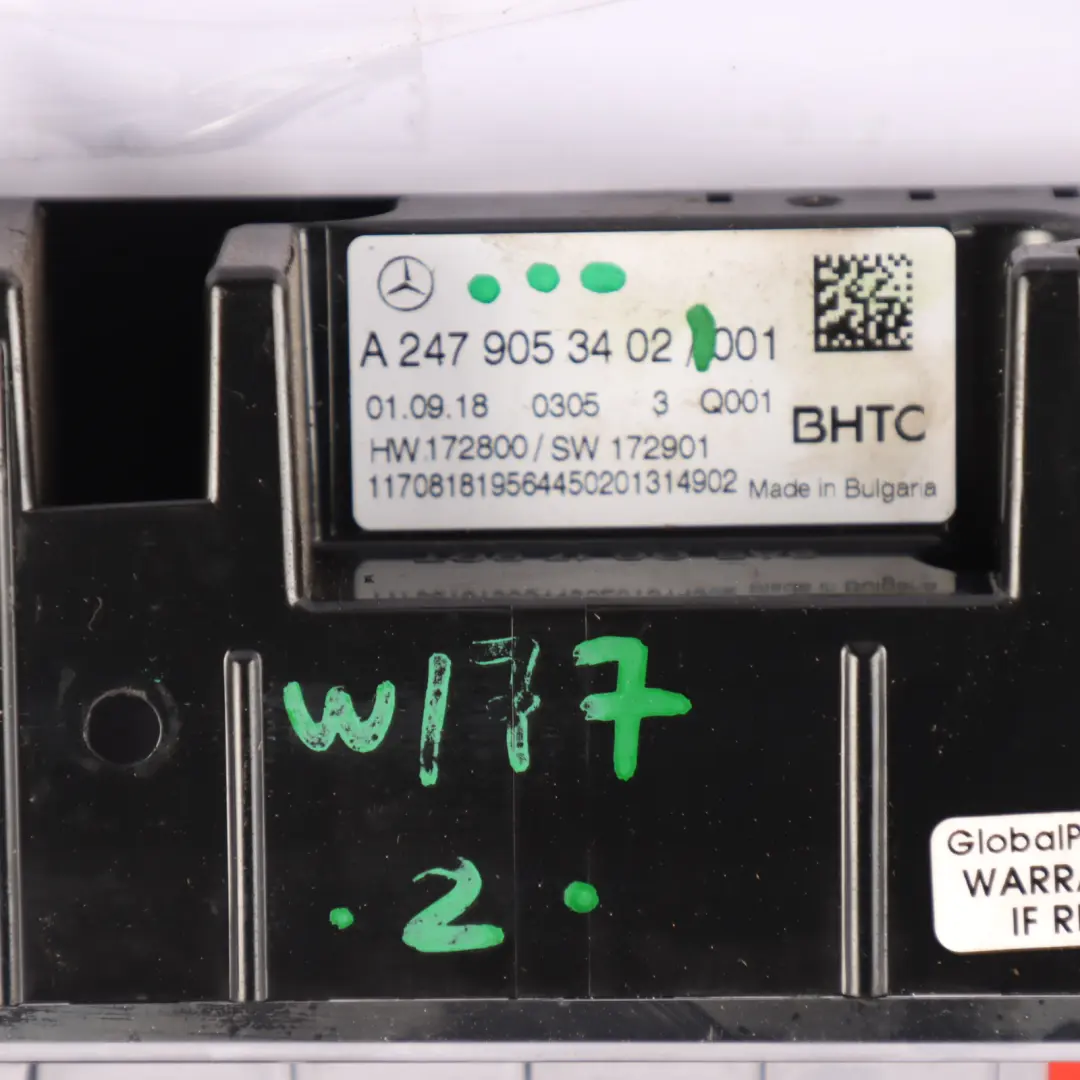 Climate Heater Control Unit A/C Air Con Switch Panel to Mercedes W177 with Part number A2479053402 Mercedes W177 Climate Heater Control Unit A/C Air Con Switch Panel - SKU A2479053402 - Part number A2479053402