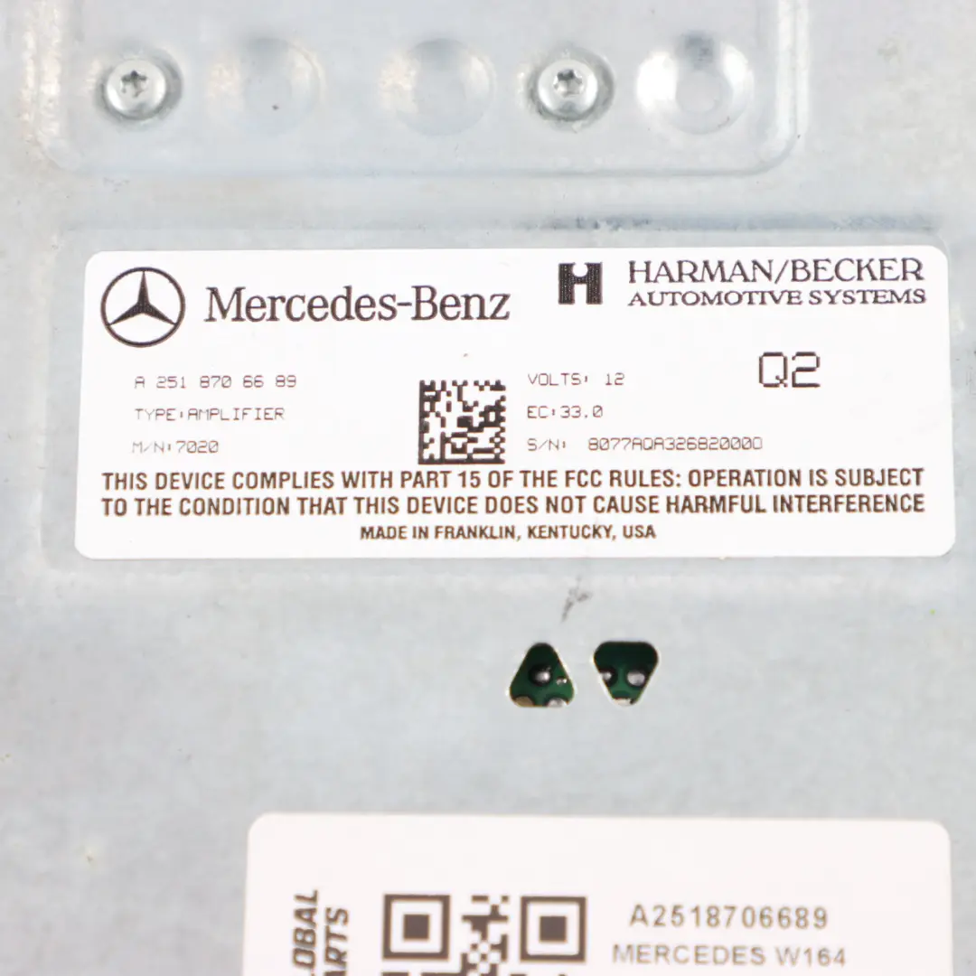 Sound Audio Amplifier Module Harman to Mercedes W164 with Part number A2518706689 Mercedes W164 Sound Audio Amplifier Module Harman - SKU A2518706689 - Part number A2518706689