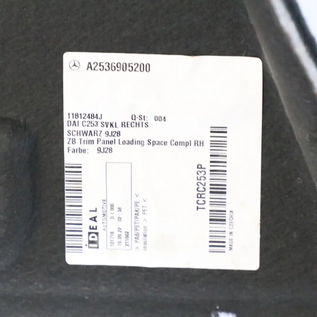 Mercedes GLC C253 Boot Trunk Trim Rear Right O/S Lateral Cover Panel - SKU A2536905200 - Part number A2536905200