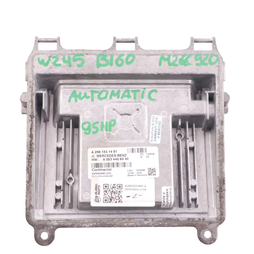  ECU Kit Mercedes W169 A180 M266.920 Petrol 95HP Key Ignition Lock Automatic - SKU A2661531491-2 - Part number A2661531491