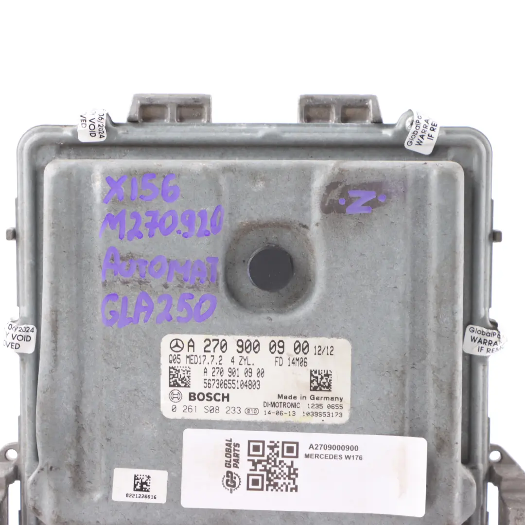 Mercedes X156 GLA250 270.910 122HP Engine Control Unit Module ECU - SKU A2709000900 - Part number A2709000900