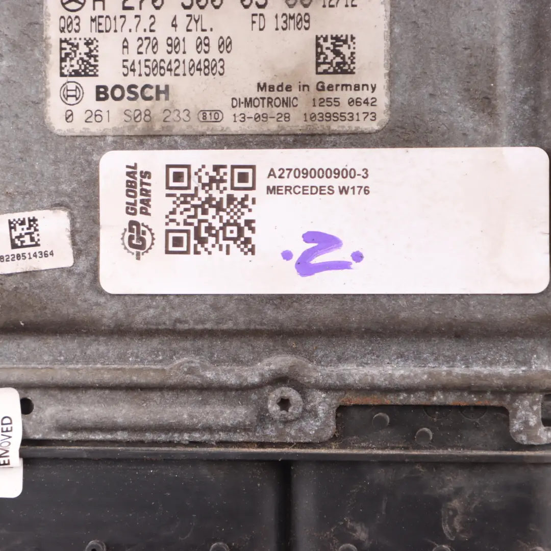 GLA250 270.910 122HP Modulo Unità Controllo Motore ECU per Mercedes X156 con numero di parte A2709000900 Mercedes X156 GLA250 270.910 122HP Modulo Unità Controllo Motore ECU - SKU A2709000900 - Numero di parte A2709000900