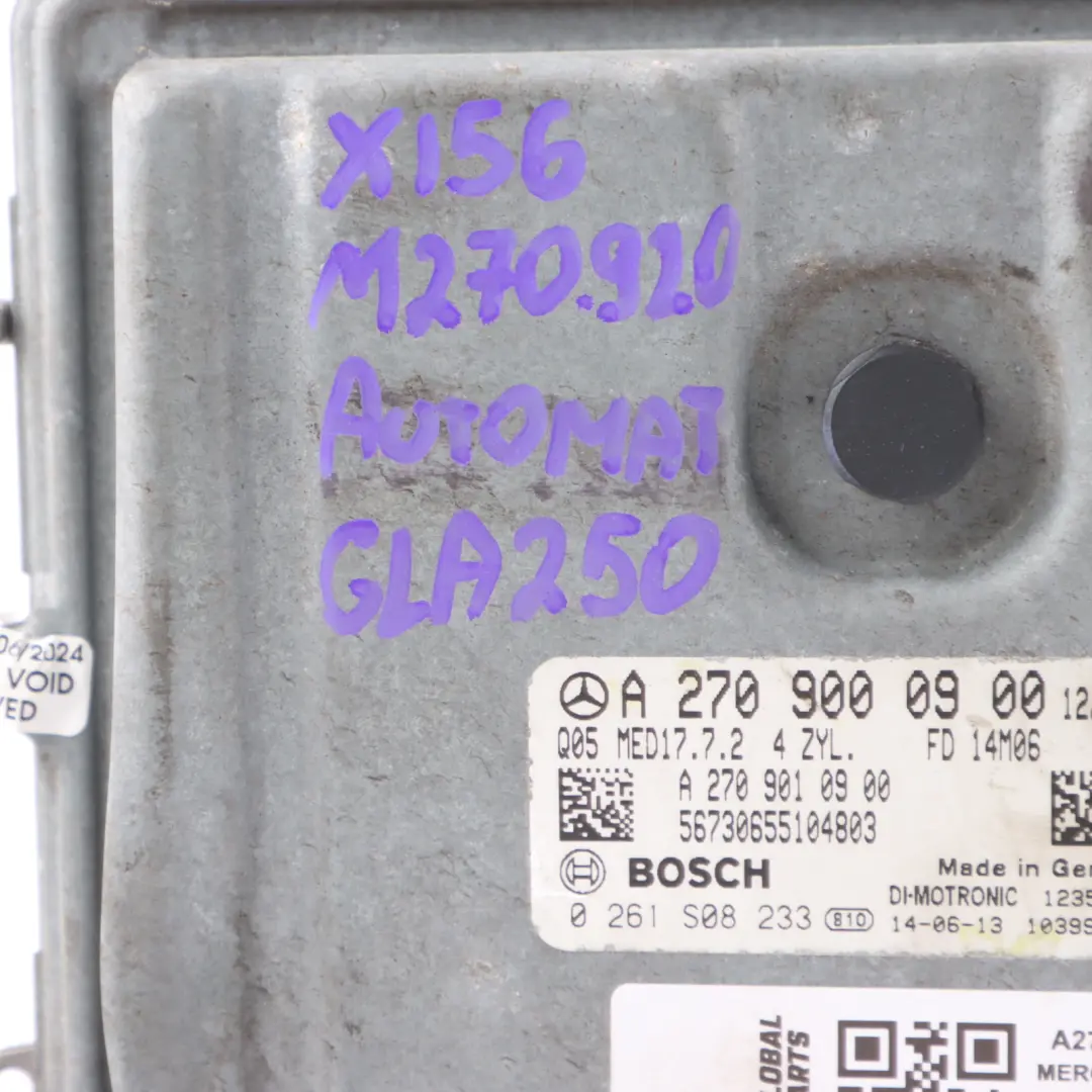 GLA250 270.910 122HP Modulo Unità Controllo Motore ECU per Mercedes X156 con numero di parte A2709000900 Mercedes X156 GLA250 270.910 122HP Modulo Unità Controllo Motore ECU - SKU A2709000900 - Numero di parte A2709000900