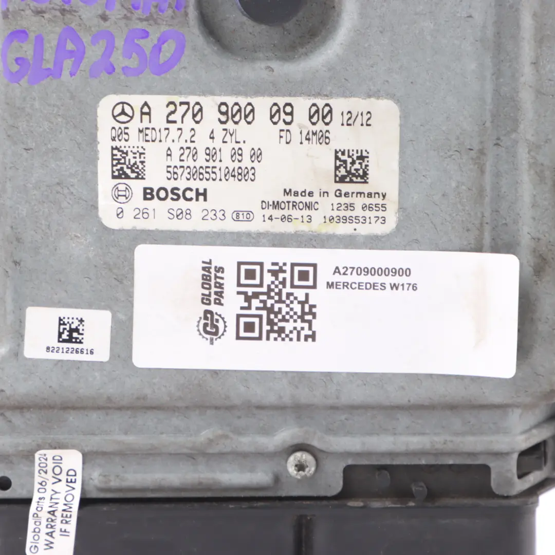 Mercedes X156 GLA250 270.910 122HP Engine Control Unit Module ECU - SKU A2709000900 - Part number A2709000900