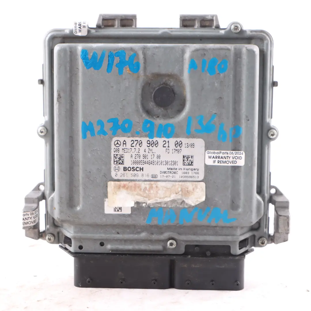 A180 B180 270.910 122HP Engine ECU Kit Key Lock to Mercedes W176 W246 with Part number A2709002100 Mercedes W176 W246 A180 B180 270.910 122HP Engine ECU Kit Key Lock - SKU A2709002100-6 - Part number A2709002100