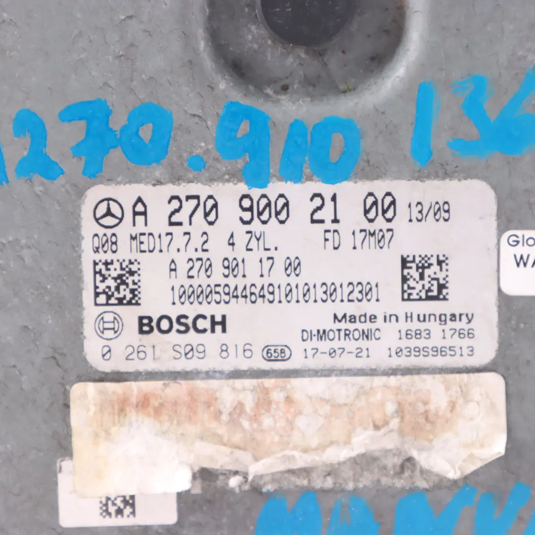 A180 B180 270.910 122HP Engine ECU Kit Key Lock to Mercedes W176 W246 with Part number A2709002100 Mercedes W176 W246 A180 B180 270.910 122HP Engine ECU Kit Key Lock - SKU A2709002100-6 - Part number A2709002100