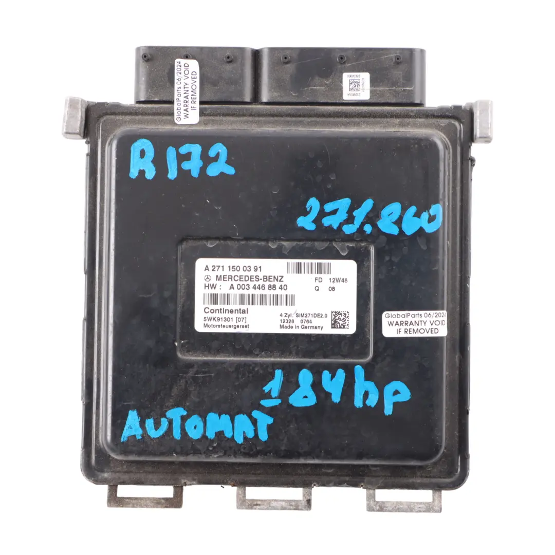 Mercedes R172 BlueEFFICIENCY 271.861 184HP Engine ECU Kit Key Lock - SKU A2711500391-8 - Part number A2711500391