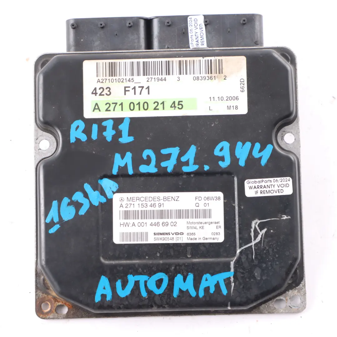 271.944 271944 163HP Engine ECU Kit Key Lock Automatic to Mercedes R171 with Part number A2711534691 Mercedes R171 271.944 271944 163HP Engine ECU Kit Key Lock Automatic - SKU A2711534691-1 - Part number A2711534691