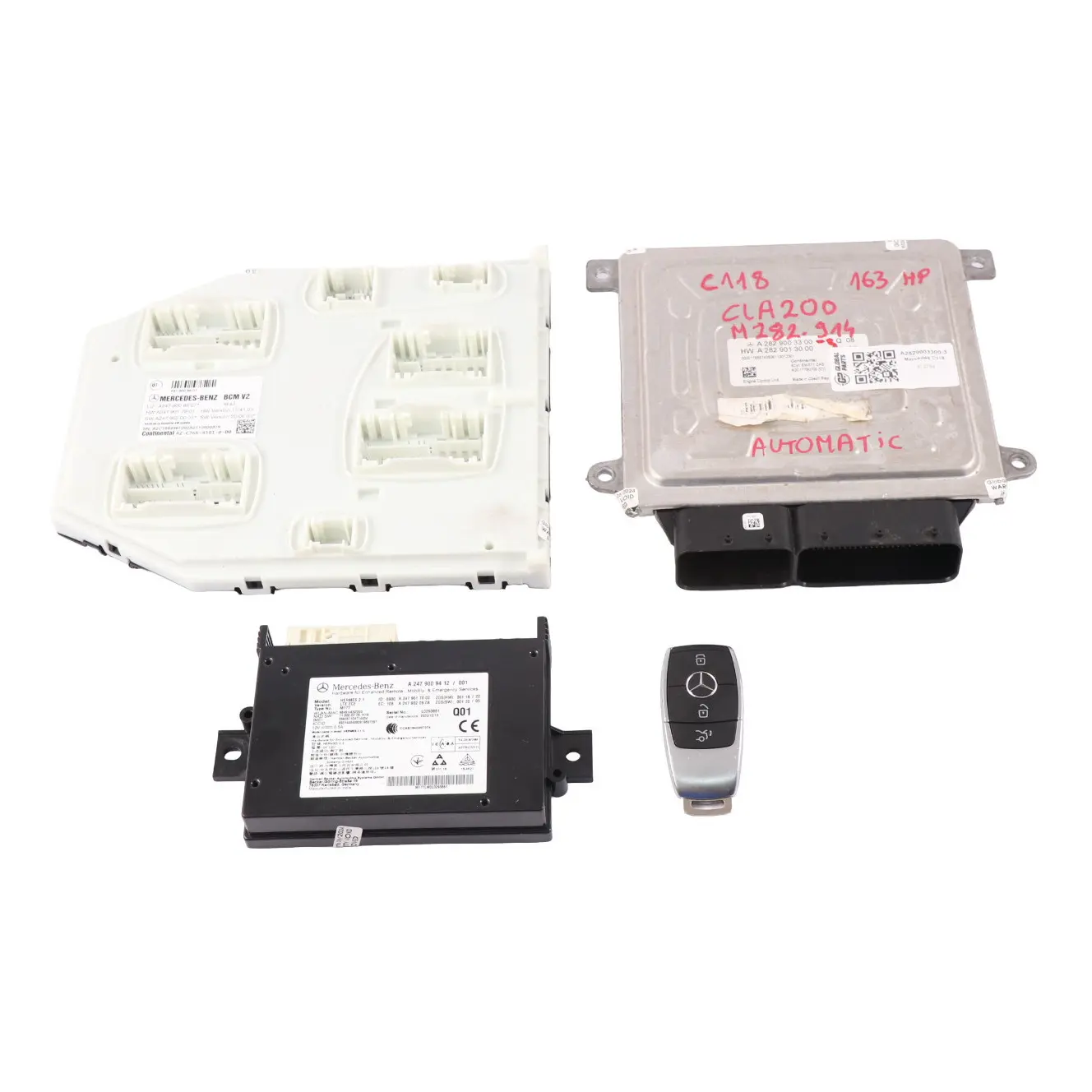 Mercedes C118 CLA200 282.914 163HP Petrol ECU Kit A2829003300 Key BCM Automatic