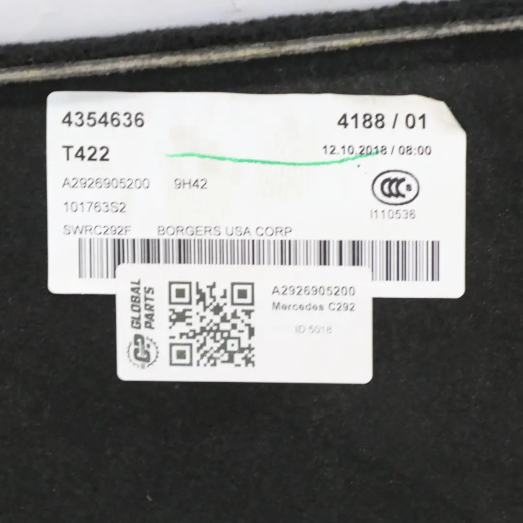 Mercedes GLE C292 Trunk Lining Side Panel Trim Left N/S Black - SKU A2926905200 - Part number A2926905200