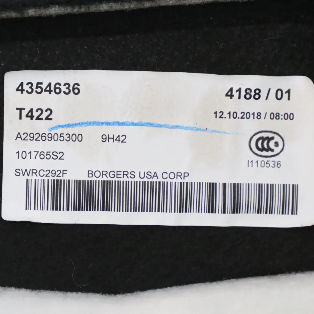 Mercedes GLE C292 Boczek Bagażnika Prawy Czarny - SKU A2926905300 - Numer Części A2926905300