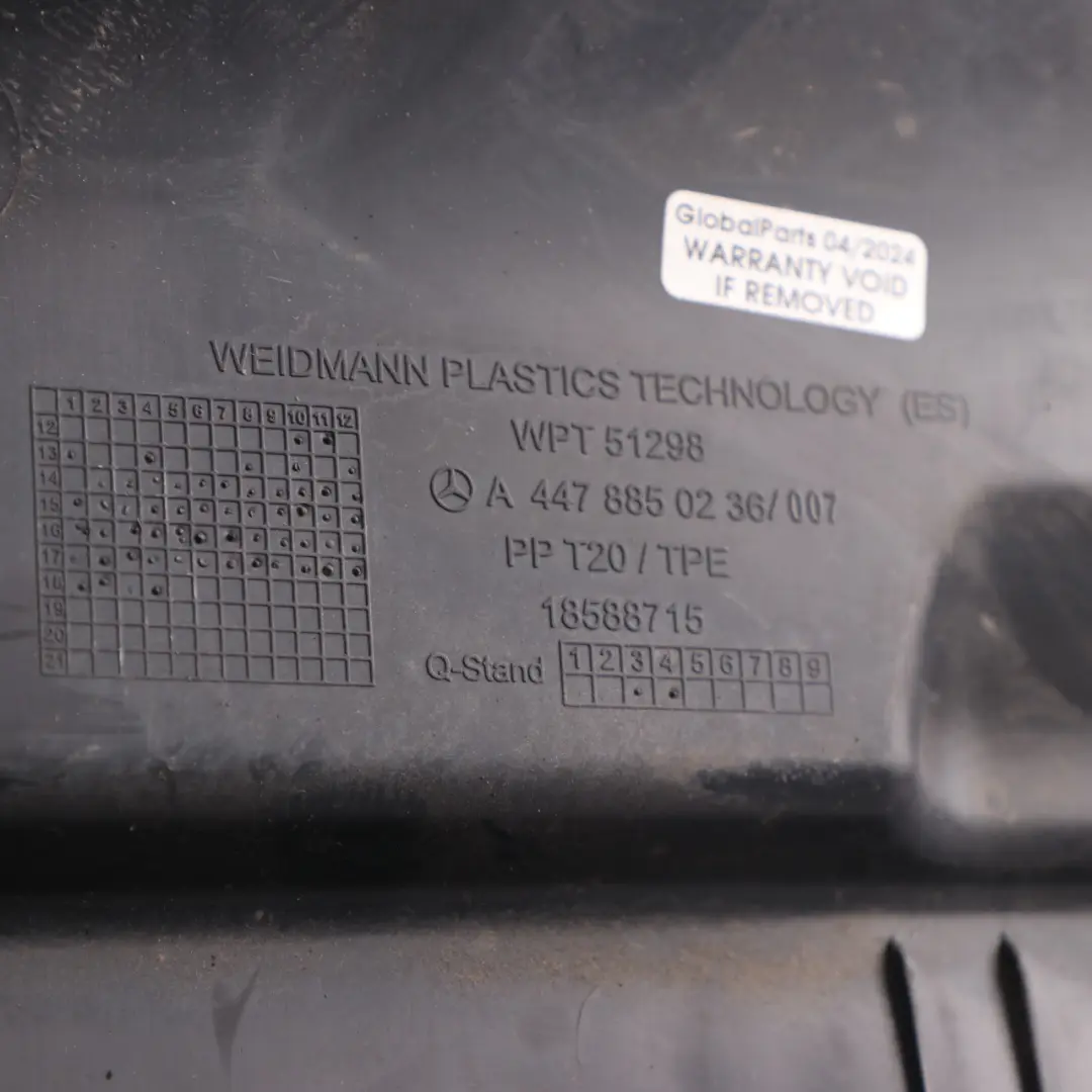 Slam Beam Panel Front Radiator Cowling Mounting to Mercedes W447 with Part number A4478850236 Mercedes W447 Slam Beam Panel Front Radiator Cowling Mounting - SKU A4478850236 - Part number A4478850236