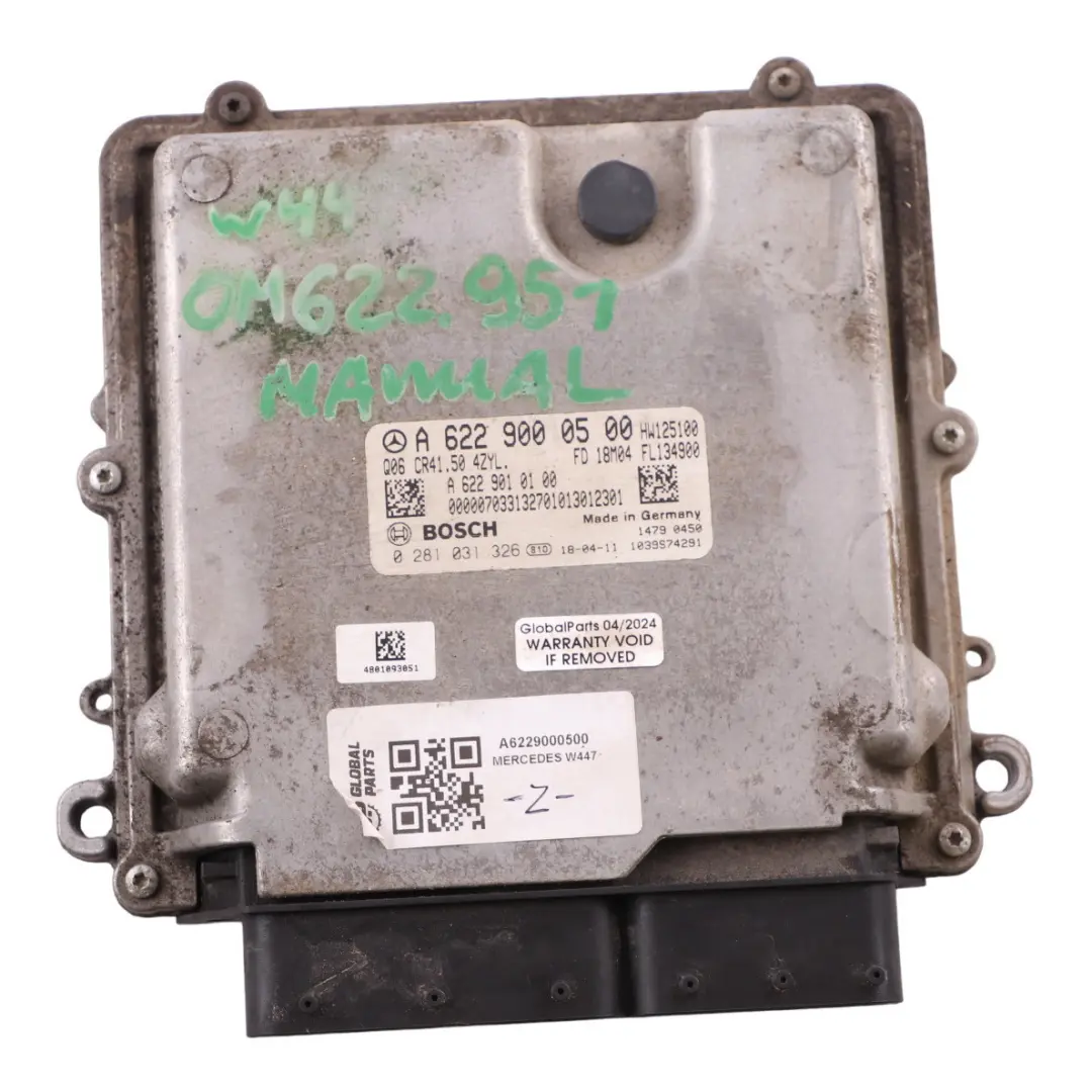 Mercedes W447 OM622.951 Engine Control Unit Module ECU Kit Manual - SKU A6229000500 - Part number A6229000500