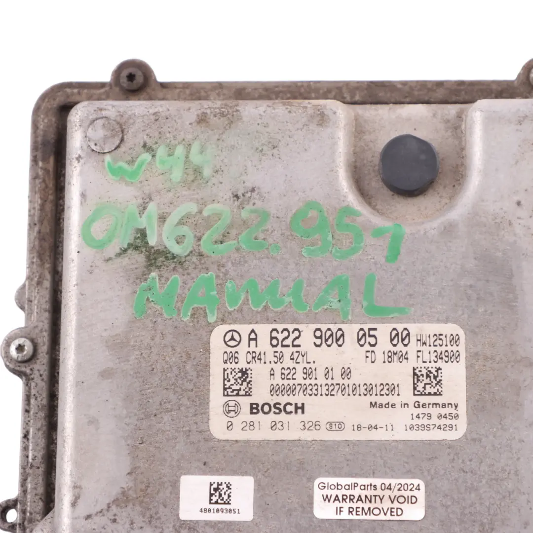 Mercedes W447 OM622.951 Engine Control Unit Module ECU Kit Manual - SKU A6229000500 - Part number A6229000500