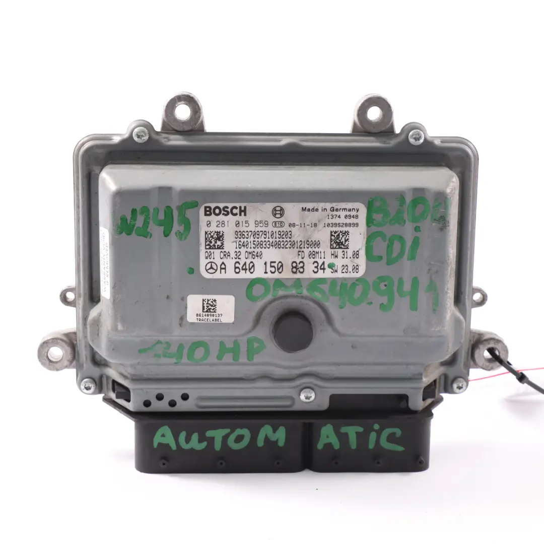 Unidad de control del motor Mercedes W245 B200 CDI OM640.941 ECU para con número de pieza A6401508334 Unidad de control del motor Mercedes W245 B200 CDI OM640.941 ECU - SKU A6401508334-1 - Número de pieza A6401508334