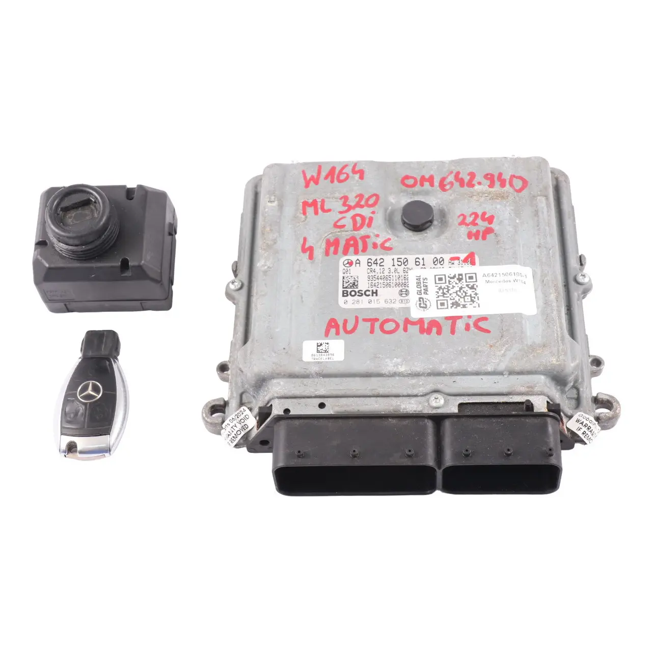 Mercedes W164 ML320CDI OM642.920 Kit centralina motore A6421506100 Blocco chiave