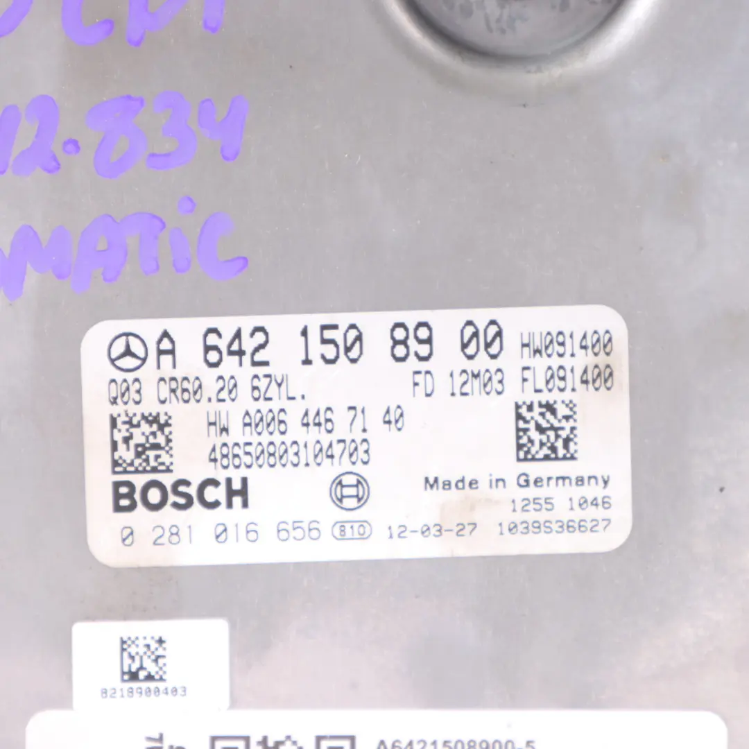 C350CDI BE OM642.834 Engine Control Unit ECU to Mercedes W204 with Part number A6421508900 Mercedes W204 C350CDI BE OM642.834 Engine Control Unit ECU - SKU A6421508900-5 - Part number A6421508900