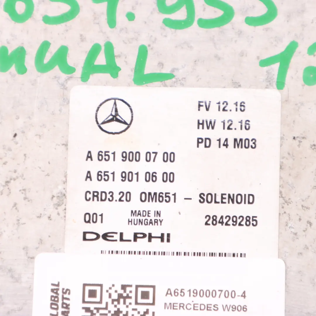 Mercedes W906 313 CDI 651.955 129HP Engine Unit ECU Kit Key Lock - SKU A6519000700-4 - Part number A6519000700