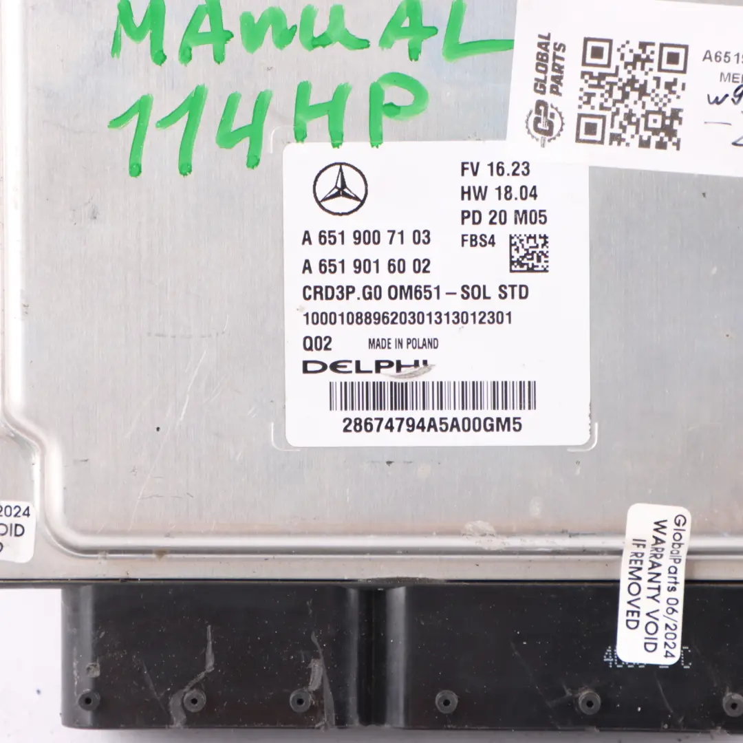 W907 311 CDI 651.958 114HP ECU Kit Key BCM Lock to Mercedes Sprinter with Part number A6519007103 Mercedes Sprinter W907 311 CDI 651.958 114HP ECU Kit Key BCM Lock - SKU A6519007103-1 - Part number A6519007103