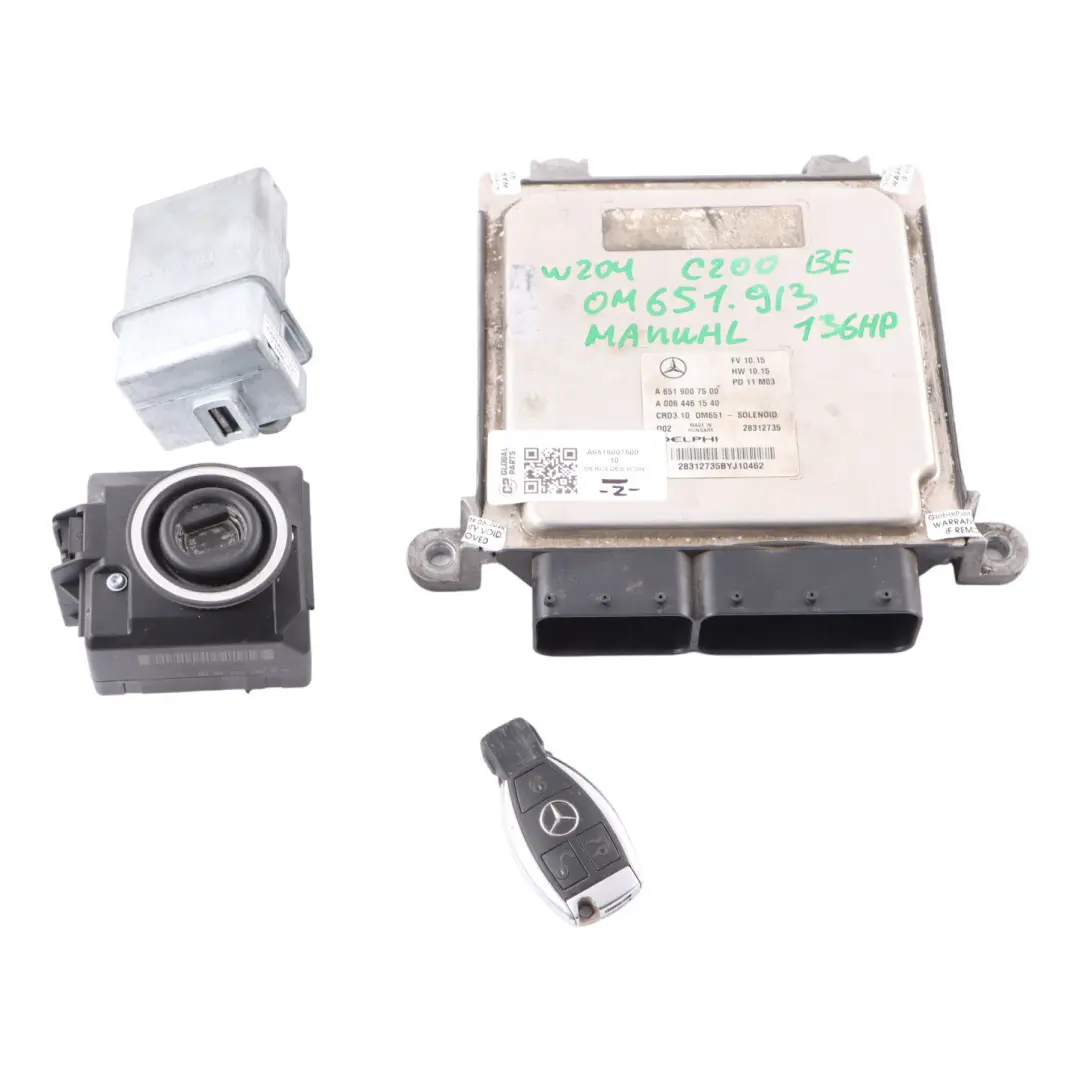 C200CDI BlueEFFICIENCY OM651.913 Engine ECU Kit Key to Mercedes W204 with Part number A6519007500 Mercedes W204 C200CDI BlueEFFICIENCY OM651.913 Engine ECU Kit Key - SKU A6519007500-10 - Part number A6519007500