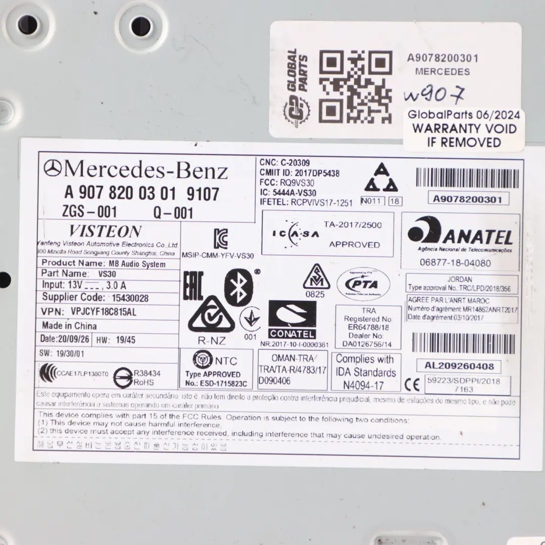 W907 Unité principale contrôle système radio professionnel pour Mercedes à propos du numéro de pièce A9078200301 Mercedes W907 Unité principale contrôle système radio professionnel - SKU A9078200301 - Numéro de pièce A9078200301