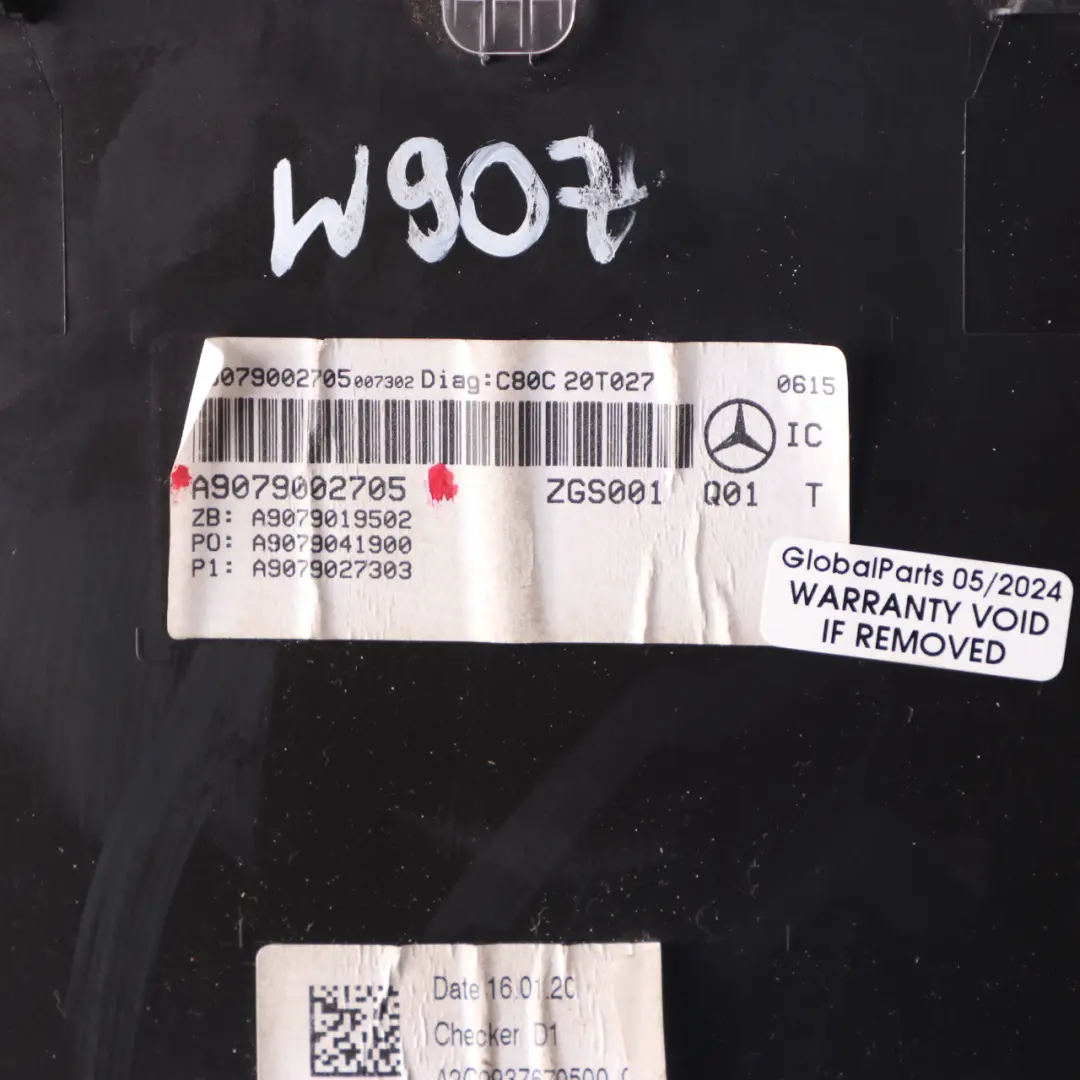 W907 Diesel Instrument Cluster Speedo Clocks Meter Manual to Mercedes with Part number A9079002705 Mercedes W907 Diesel Instrument Cluster Speedo Clocks Meter Manual - SKU A9079002705 - Part number A9079002705