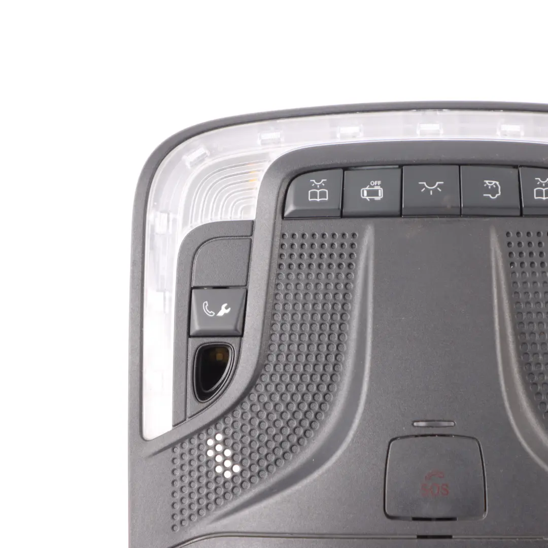 Panel Interruptores Luz Techo Interior Delantera Negro para Mercedes W906 con número de pieza A9109007400 Mercedes W906 Panel Interruptores Luz Techo Interior Delantera Negro - SKU A9109007400 - Número de pieza A9109007400