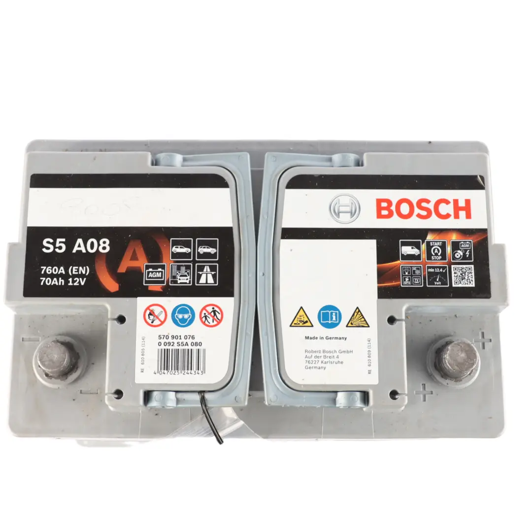  Bosch S5 A08 Accumulator Battery 70Ah 760A 12V - SKU BOSCH-AGM-70AH - Part number Bosch S5 A08 70Ah Accumulator