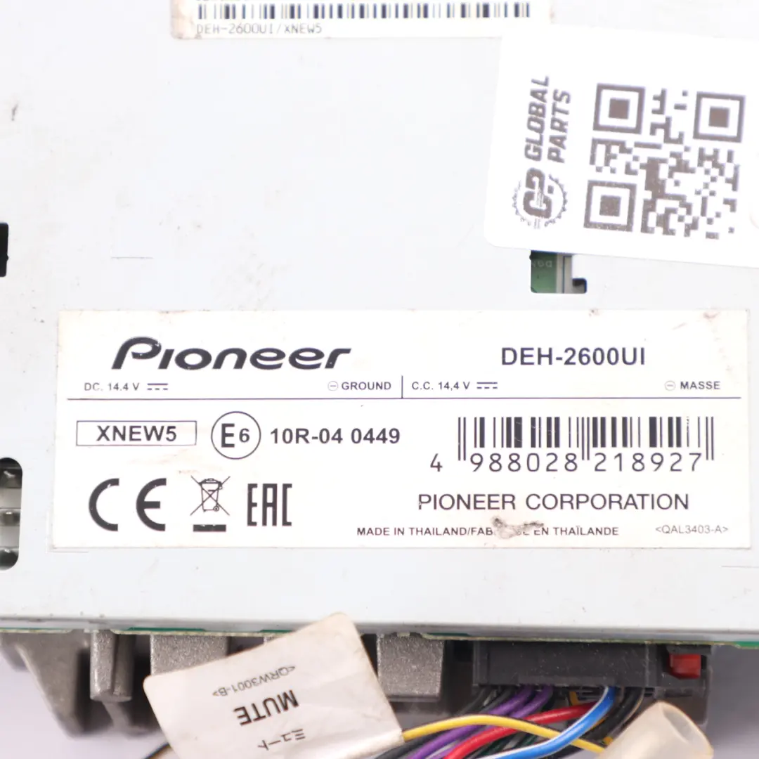Genuine Pioneer USB AUX Autoradio Audio Player 1 DIN  - SKU DEH-2600UI - Part number DEH-2600UI