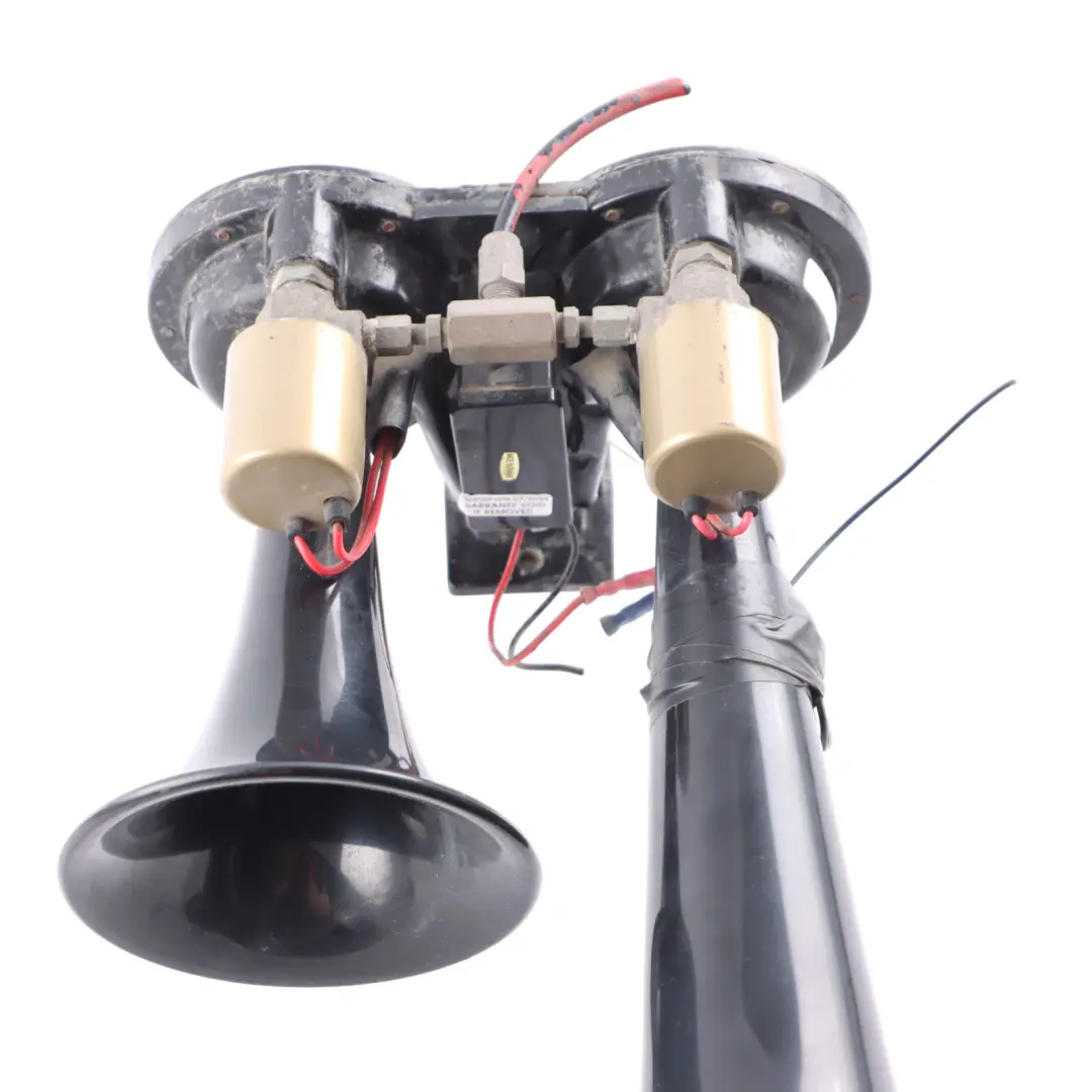 Pneumatic Double Air Horn Dual Trumpet Air Horn Unit 24V to with Part number DOUBLE HORN 24V Pneumatic Double Air Horn Dual Trumpet Air Horn Unit 24V - SKU DOUBLE HORN 24V - Part number DOUBLE HORN 24V