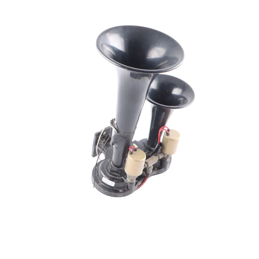Pneumatic Double Air Horn Dual Trumpet Air Horn Unit 24V to with Part number DOUBLE HORN 24V Pneumatic Double Air Horn Dual Trumpet Air Horn Unit 24V - SKU DOUBLE HORN 24V - Part number DOUBLE HORN 24V