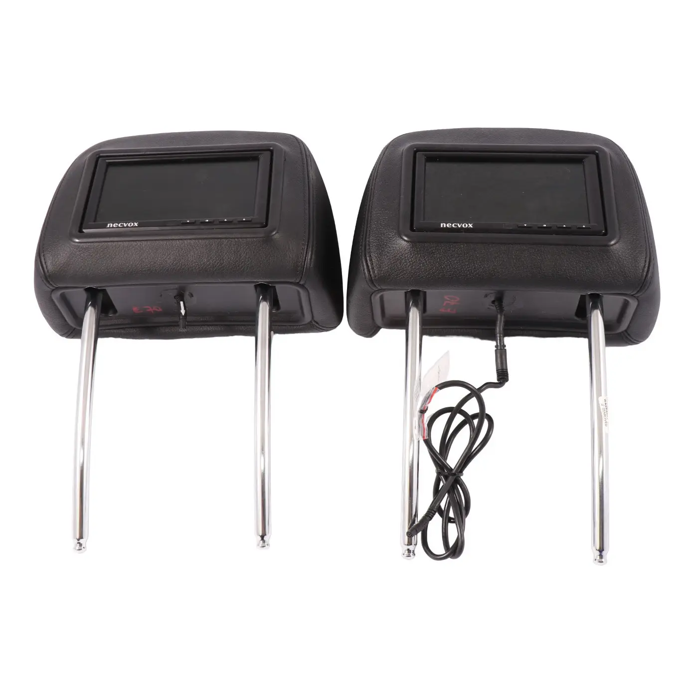 BMW X5 E70 Reposacabezas Derecho Izquierdo Cuero Negro Necvox Pantallas Set