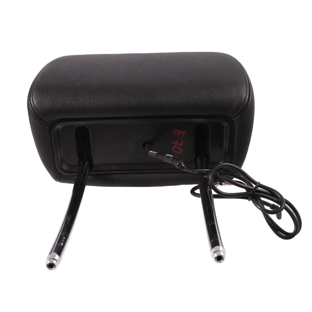 BMW X5 E70 Front Seats Headrest Right Left Black Leather Necvox Screens Set - SKU E70 HEADREST BLACK LEATHER NECVOX - Part number E70 HEADREST BLACK LEATHER NECVOX