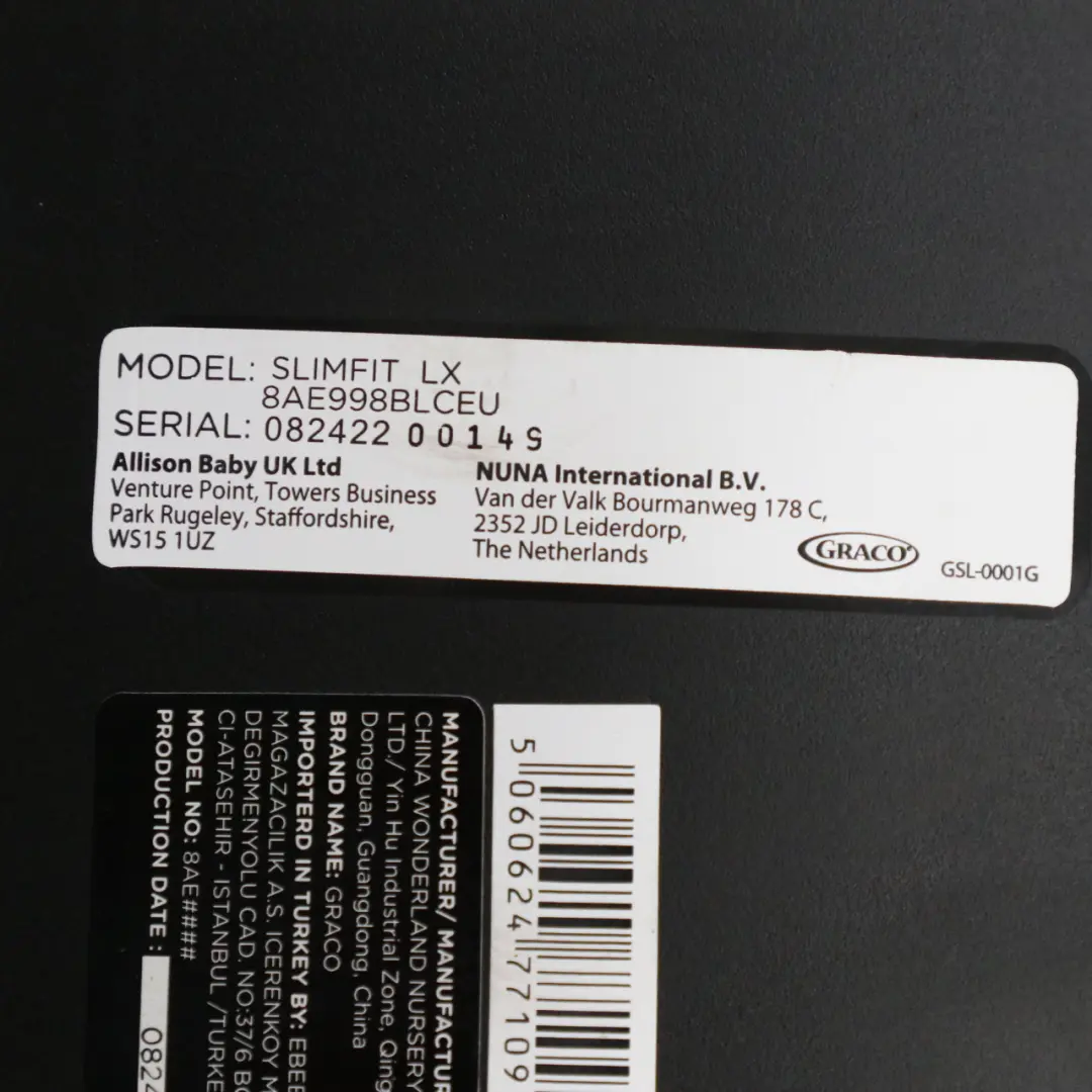 Siège auto Siège universel Isofix 0-36 kg Groupe 0/1/2/3 pour à propos du numéro de pièce Graco Slimfit LX Siège auto Siège universel Isofix 0-36 kg Groupe 0/1/2/3 - SKU Graco Slimfit LX - Numéro de pièce Graco Slimfit LX