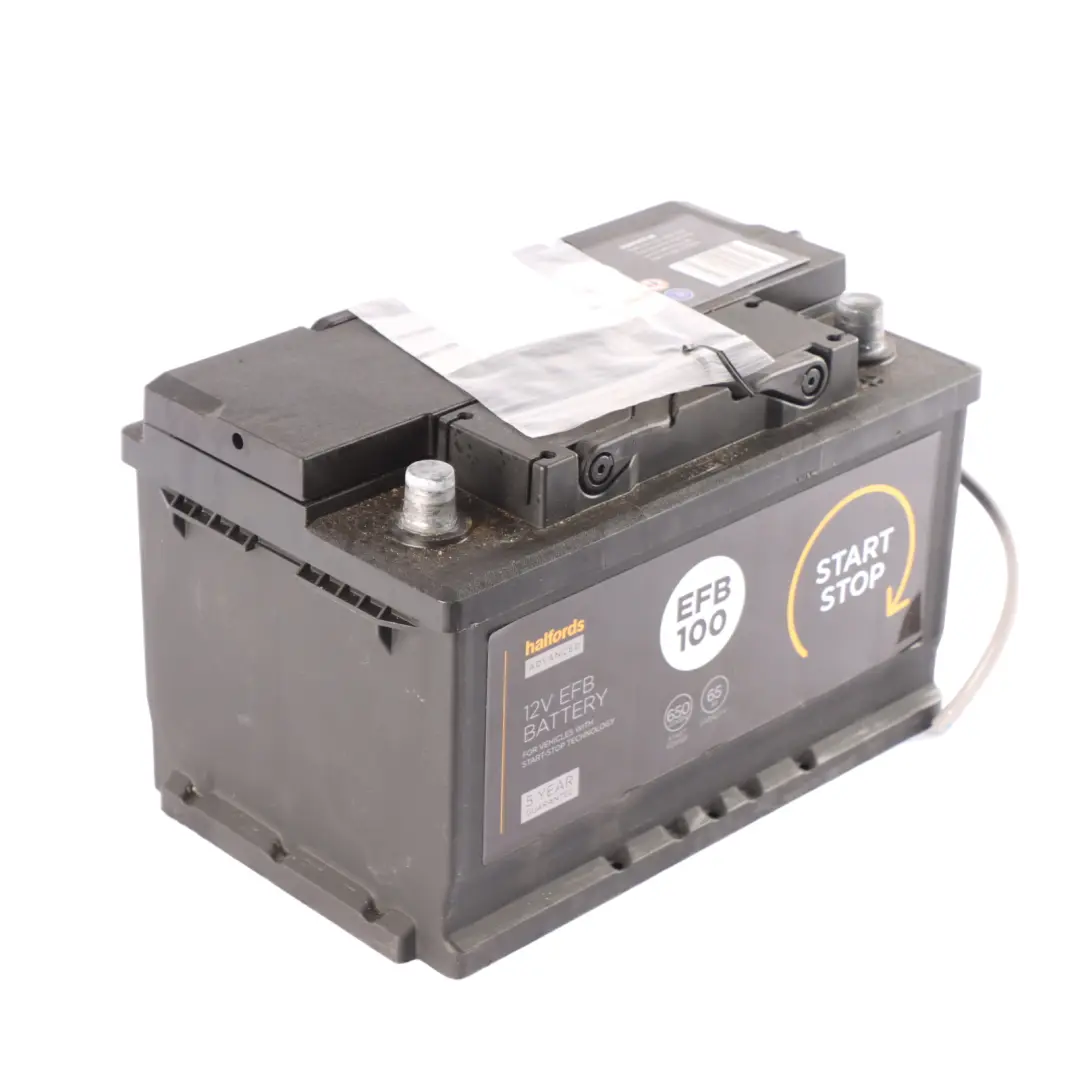  Halfords 12V Accumulator Battery 65Ah 650A EFB100 - SKU Halfords 65Ah Accumulator - Part number Halfords 65Ah Accumulator