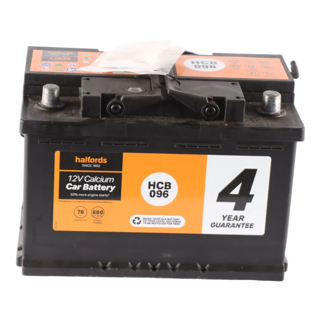 Halfords 12V Calcium Accumulator Battery 76Ah 680A HCB096 to with Part number Halfords 56Ah Accumulator Halfords 12V Calcium Accumulator Battery 76Ah 680A HCB096 - SKU HALFORDS-76AH - Part number Halfords 56Ah Accumulator