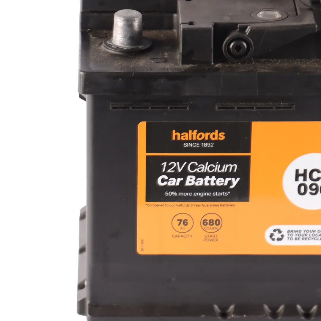 Halfords 12V Calcium Accumulator Battery 76Ah 680A HCB096 to with Part number Halfords 56Ah Accumulator Halfords 12V Calcium Accumulator Battery 76Ah 680A HCB096 - SKU HALFORDS-76AH - Part number Halfords 56Ah Accumulator