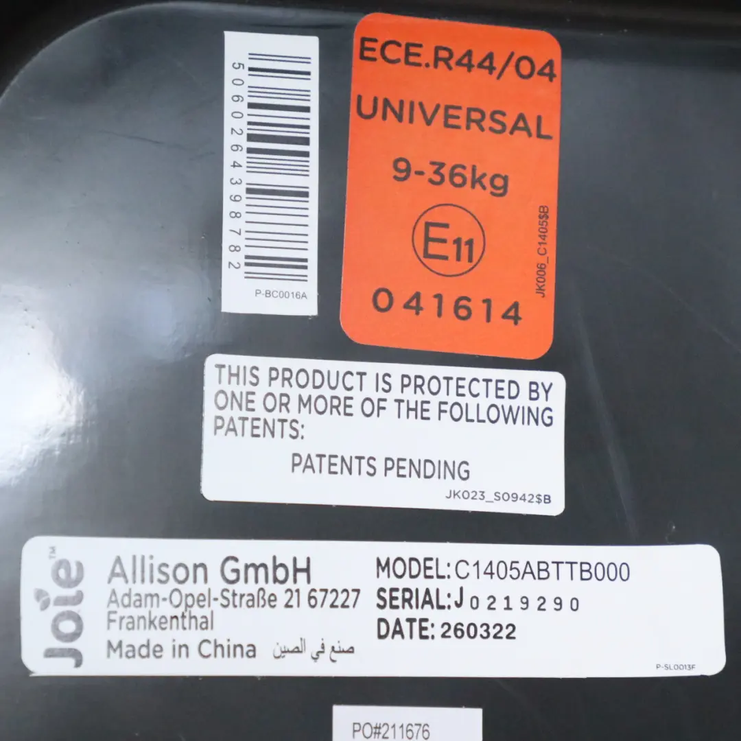 Seggiolino di sicurezza per auto Isofix Gruppo 1/2/3 9-36 kg per con numero di parte Joie Elevate Seggiolino di sicurezza per auto Isofix Gruppo 1/2/3 9-36 kg - SKU Joie Elevate - Numero di parte Joie Elevate