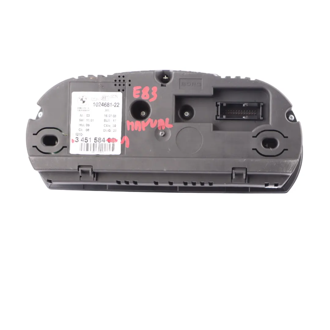 Instrument Cluster Speedo Clocks Diesel 3416117 to BMW X3 Series E83 2.0d 3.0d with Part number 3451584 BMW X3 Series E83 2.0d 3.0d Instrument Cluster Speedo Clocks Diesel 3416117 - SKU rhd-3416117-1 - Part number 3451584