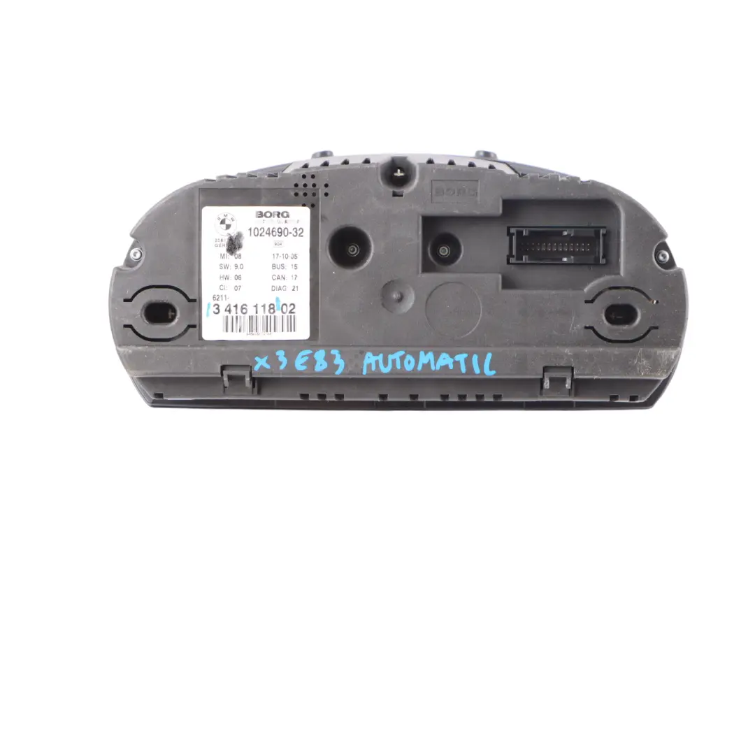 Instrument Cluster Speedo Clocks Diesel 3416118 to BMW X3 Series E83 2.0d 3.0d with Part number 3451585 BMW X3 Series E83 2.0d 3.0d Instrument Cluster Speedo Clocks Diesel 3416118 - SKU rhd-3416118 - Part number 3451585