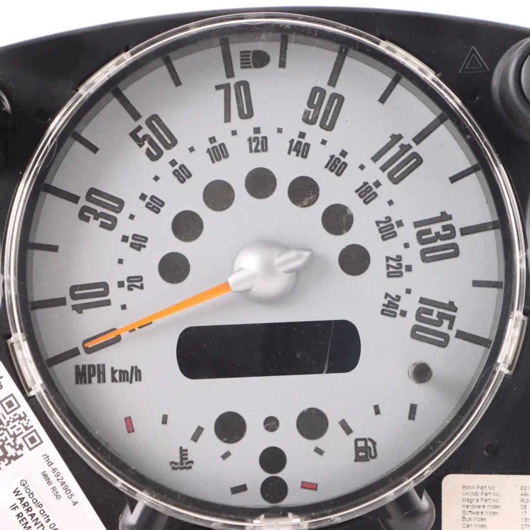 Speedometer Speedo Clock Cluster Instrument Manual to Mini One R50 R52 with Part number 6924905 Mini One R50 R52 Speedometer Speedo Clock Cluster Instrument Manual - SKU rhd-6924905-4 - Part number 6924905