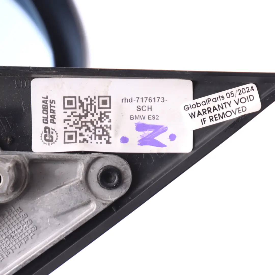  Wing Mirror BMW E92 E93 Left Door N/S Heated 3 Pins Schwarz 2 Black 668 - SKU rhd-7176173-SCH - Part number 7176173