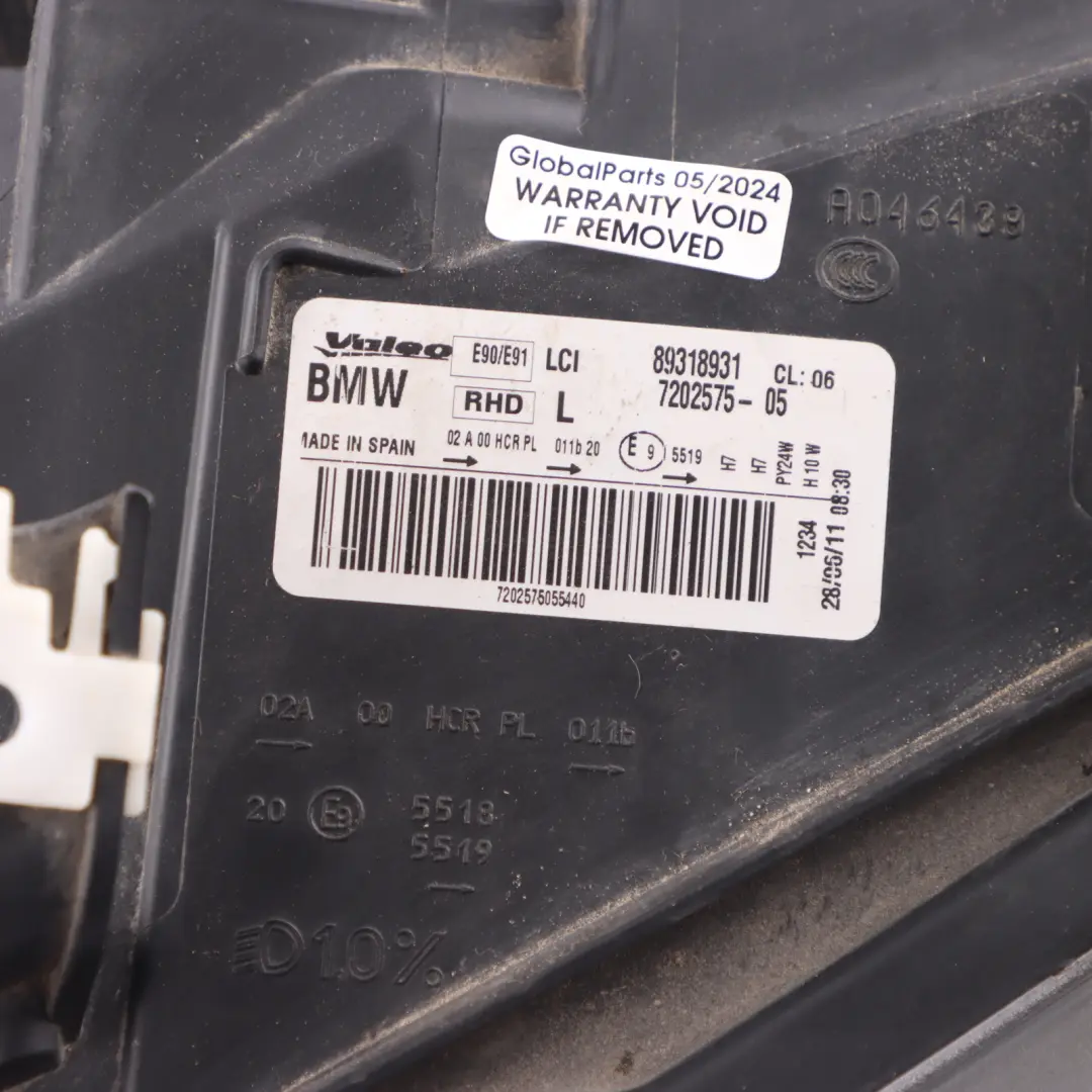  Headlight Lamp BMW E90 E91 LCI Headlamp Front Left N/S - SKU rhd-7202575-3 - Part number 7202575