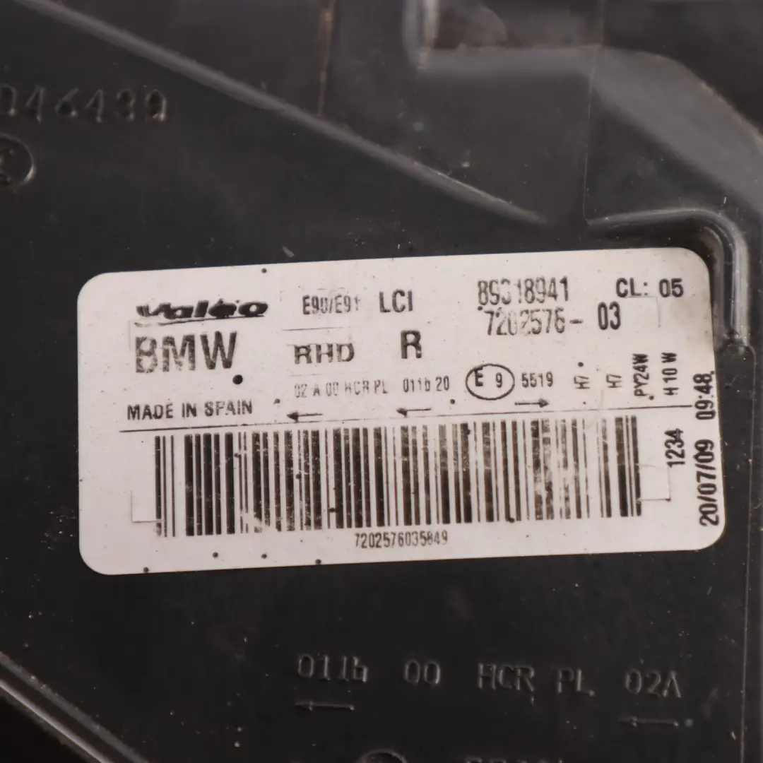 BMW E90 E91 LCI Headlight Headlamp Light Lamp Driver Side Right O/S - SKU rhd-7202576-4 - Part number 7202576