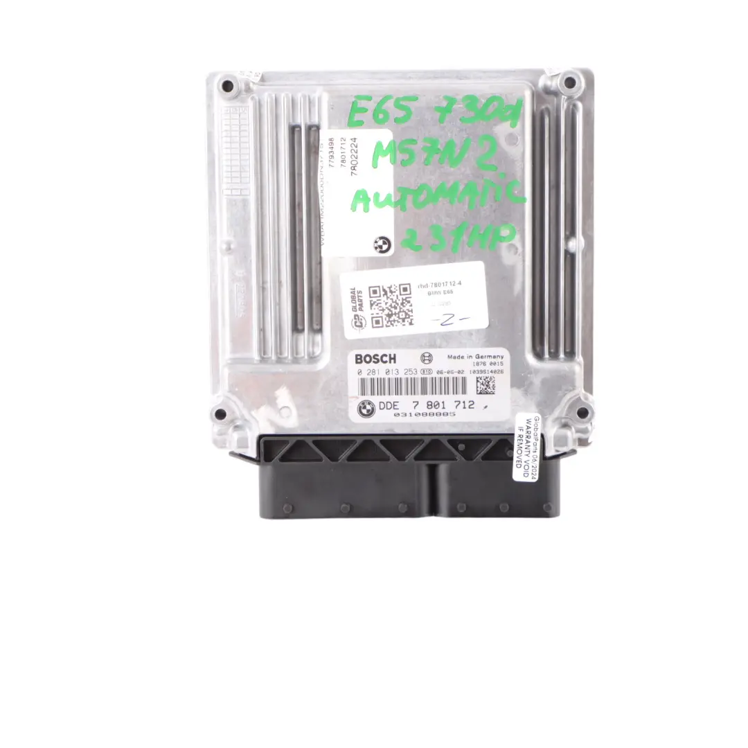 M57N2 231HP ECU Engine Kit DDE + CAS + 2 Keys Automatic to BMW E65 730d with Part number 7801712 BMW E65 730d M57N2 231HP ECU Engine Kit DDE + CAS + 2 Keys Automatic - SKU rhd-7801712-4 - Part number 7801712