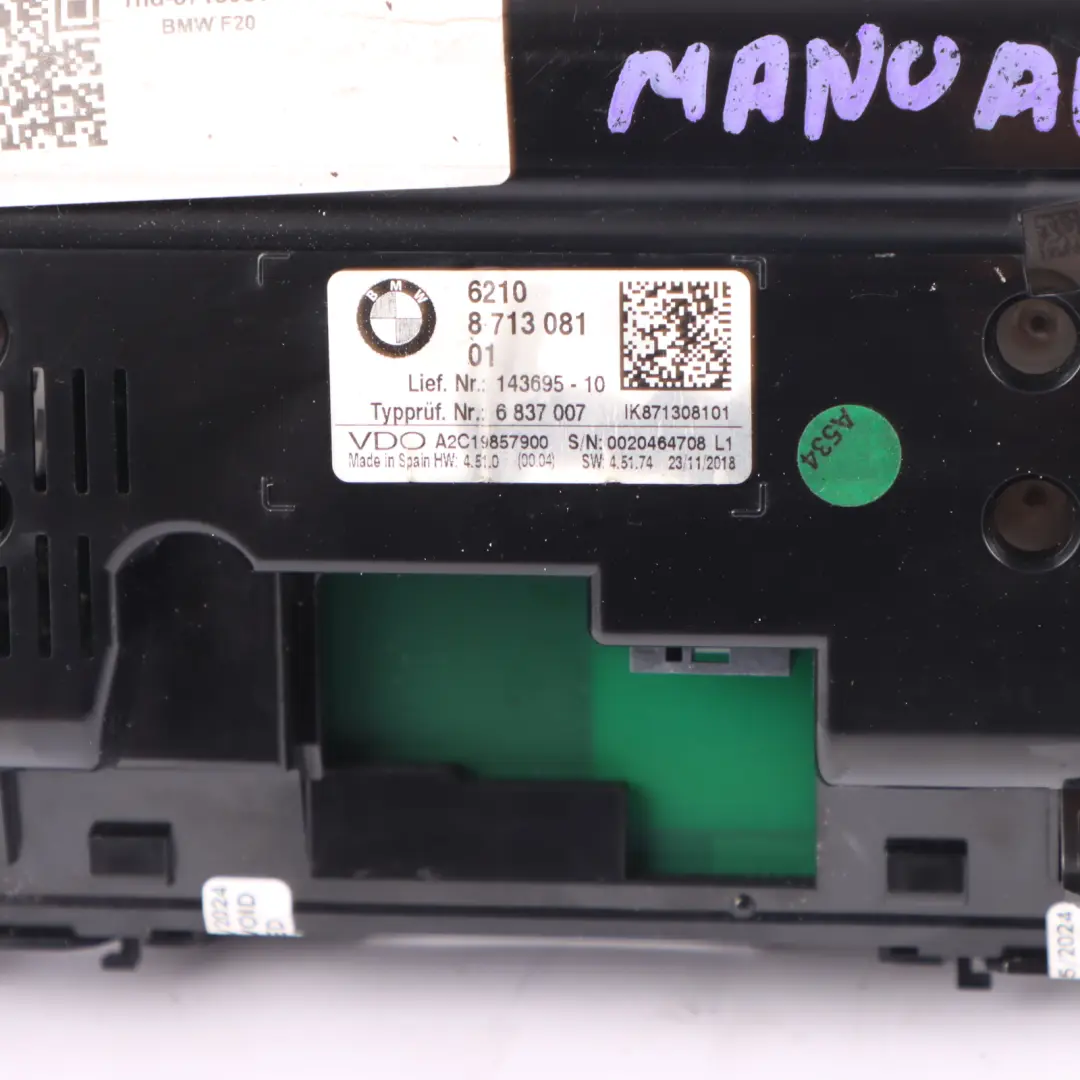 Instrument Cluster BMW F20 F21 F45 LCI Petrol Speedometer MPH RPM Gauges Manual to with Part number 8713081 Instrument Cluster BMW F20 F21 F45 LCI Petrol Speedometer MPH RPM Gauges Manual - SKU rhd-8713081-1 - Part number 8713081