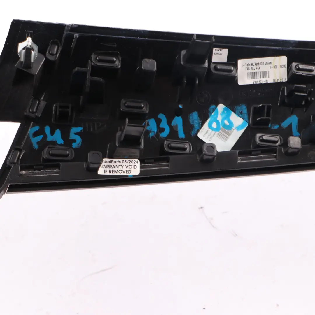 Dashboard Panel Trim Strip Air Vent Frame Cover Brushed Alu 9319891 to BMW F45 with Part number 9319889 BMW F45 Dashboard Panel Trim Strip Air Vent Frame Cover Brushed Alu 9319891 - SKU rhd-9319889-1 - Part number 9319889