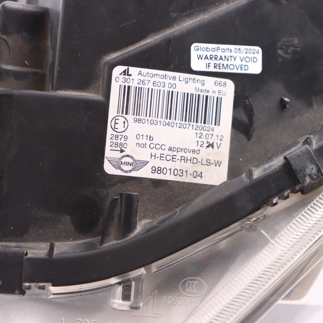Headlight Headlamp Front Left N/S Lamp to Mini Cooper R60 Countryman R61 with Part number 9801031 Mini Cooper R60 Countryman R61 Headlight Headlamp Front Left N/S Lamp - SKU rhd-9801031 - Part number 9801031