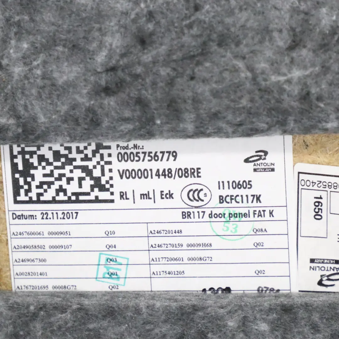 Door Card Trim Panel Front Right O/S Panel Black to Mercedes C117 with Part number A1177200601 Mercedes C117 Door Card Trim Panel Front Right O/S Panel Black - SKU rhd-A1177200601 - Part number A1177200601